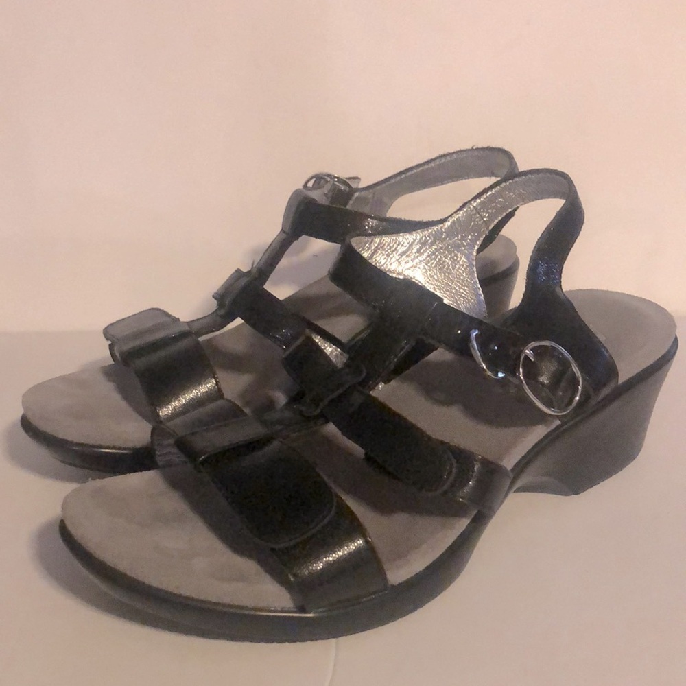 Alegria Black Wedge Sandals SAR-211